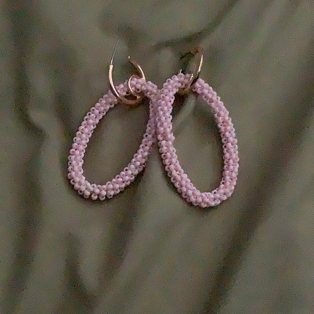 Pink and gold beaded earrings
